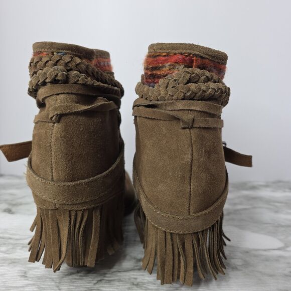 Naughty Monkey Boots Brown Fringe Suede Western Heel  Womens US 7.5 Boho Y2K - Picture 5 of 13